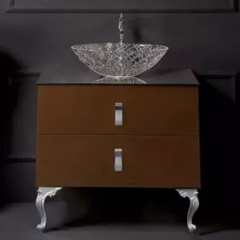Тумба с раковиной Armadi Art NeoArt 80 шоколад с ручками Glaze хром, с ножками