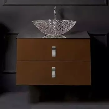 Тумба с раковиной Armadi Art NeoArt 80 шоколад с ручками Glaze хром