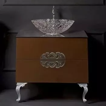 Тумба с раковиной Armadi Art NeoArt 80 шоколад с ручками Ajur хром, с ножками