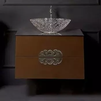 Тумба с раковиной Armadi Art NeoArt 80 шоколад с ручками Ajur хром