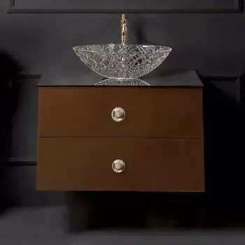 Тумба с раковиной Armadi Art NeoArt 80 шоколад с ручками Flora золото