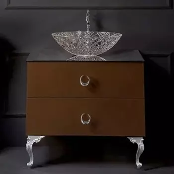 Тумба с раковиной Armadi Art NeoArt 80 шоколад с ручками Drop хром, с ножками