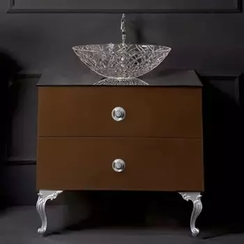 Тумба с раковиной Armadi Art NeoArt 80 шоколад с ручками Flora хром, с ножками
