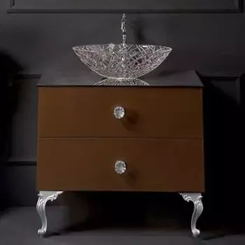 Тумба с раковиной Armadi Art NeoArt 80 шоколад с ручками Crystal хром, с ножками