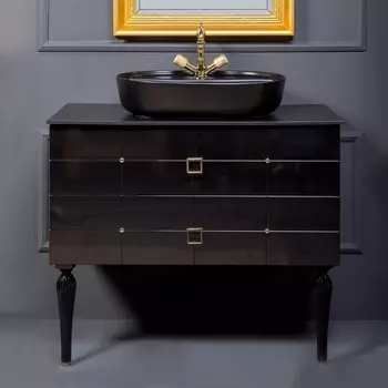 Тумба с раковиной Armadi Art Valessi Avantgarde Piazza 100 черная, с накладной раковиной