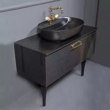 Тумба с раковиной Armadi Art Valessi Avantgarde Linea 100 черная, с накладной раковиной