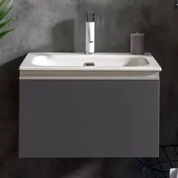 Тумба с раковиной Armadi Art Vallessi 60 антрацит матовая, с белой раковиной