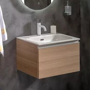 Тумба с раковиной Armadi Art Vallessi 60, дуб светлый матовый фактурный