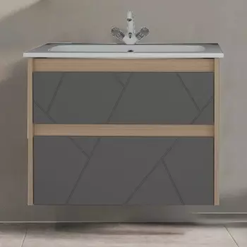 Тумба с раковиной ASB-Mebel Диана 60 серый, дуб янтарный