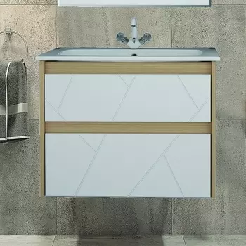 Тумба с раковиной ASB-Mebel Диана 75 белый глянец