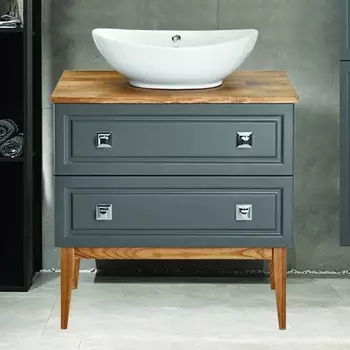 Тумба с раковиной ASB-Woodline Каталина 80 серая