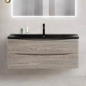 Тумба с раковиной BelBagno Acqua 120 подвесная, pino scania, черная матовая раковина