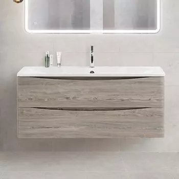 Тумба с раковиной BelBagno Acqua 120 подвесная, pino scania, белая глянцевая раковина