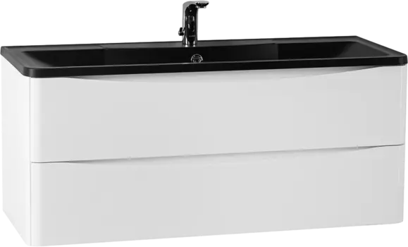 Тумба с раковиной BelBagno Acqua 120 подвесная, bianco lucido, черная матовая раковина