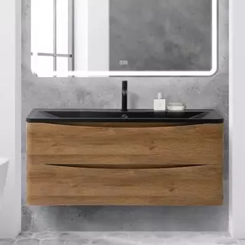 Тумба с раковиной BelBagno Acqua 120 подвесная, rovere rustico, черная матовая раковина