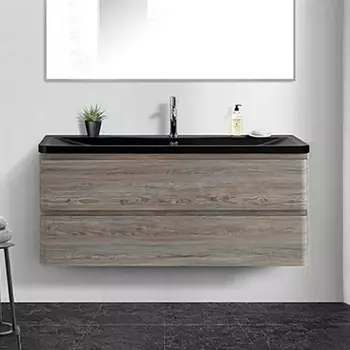 Тумба с раковиной BelBagno Albano 120 подвесная, pino scania, черная матовая раковина