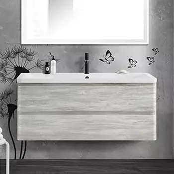 Тумба с раковиной BelBagno Albano 120 подвесная, rovere vintage bianco, белая глянцевая раковина
