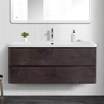 Тумба с раковиной BelBagno Albano 120 подвесная, rovere nature grigio, белая глянцевая раковина