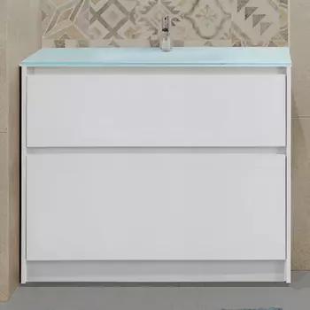 Тумба с раковиной BelBagno Kraft 100 напольная, bianco opaco, раковина BB1010/465-LV-VTR-BO