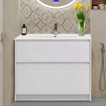 Тумба с раковиной BelBagno Kraft 100 напольная, bianco opaco, раковина BB1000ETL