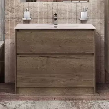 Тумба с раковиной BelBagno Kraft 100 напольная, rovere tabacco, раковина BB1000ETL