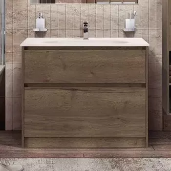 Тумба с раковиной BelBagno Kraft 100 напольная, rovere tabacco, раковина BB1010/465-LV-VTR-BO