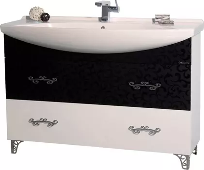 Тумба с раковиной Bellezza Маргарита 120 белая с черным