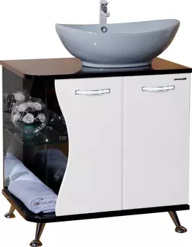 Тумба с раковиной Bellezza Рио 70 R, черно-белая