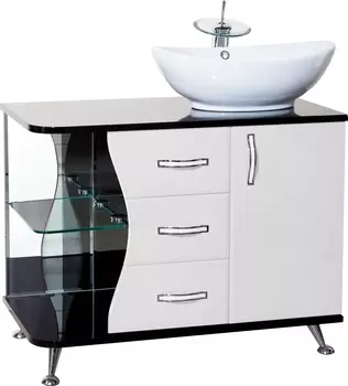 Тумба с раковиной Bellezza Рио 90 R черно-белая