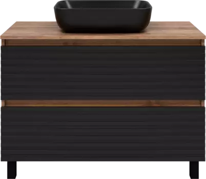 Тумба с раковиной Brevita Dakota 100 напольная, дуб галифакс олово, черный кварц