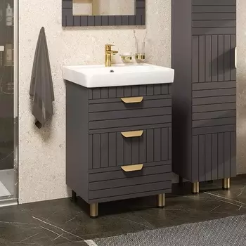 Тумба с раковиной Brevita Gloster 60 графит