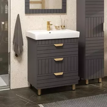 Тумба с раковиной Brevita Gloster 70 графит