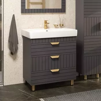 Тумба с раковиной Brevita Gloster 80 графит