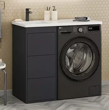 Тумба с раковиной Brevita Grafit 40 L под стиральную машину, раковина Kamilla графит