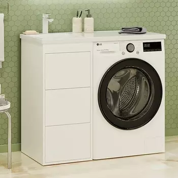 Тумба с раковиной Brevita Grafit 40 L под стиральную машину, раковина Kamilla белая