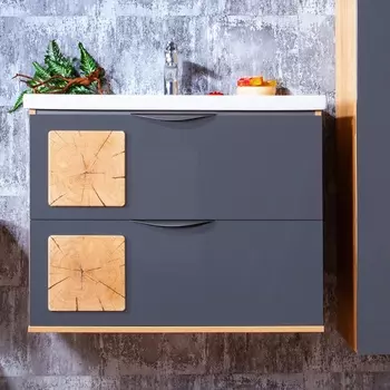 Тумба с раковиной Бриклаер Форест 80 дуб золотой, антрацит