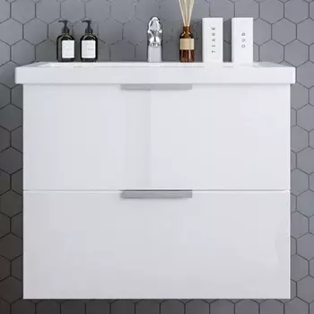 Тумба с раковиной Бриклаер Хелена 80 белый глянец