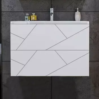 Тумба с раковиной Бриклаер Кристалл 80 белая матовая