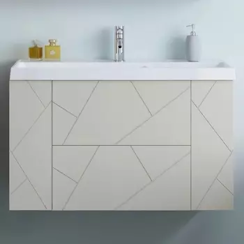 Тумба с раковиной Бриклаер Кристалл 90 латте, дуб крафт табачный