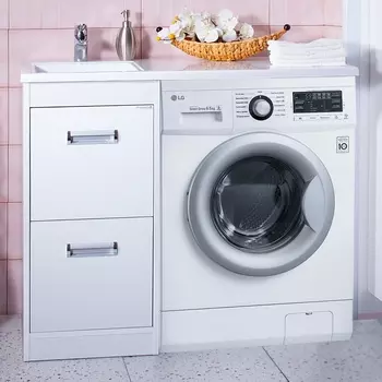 Тумба с раковиной Бриклаер Палермо 40 белая, под стиральную машину