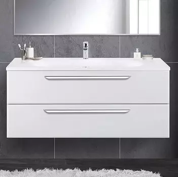 Тумба с раковиной Cezares Eco 120, bianco opaco, 2 ящика, ручки хром