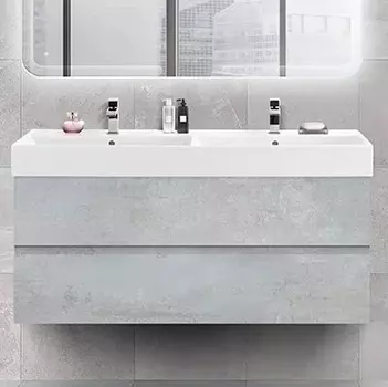 Тумба с раковиной Cezares Molveno 46 120 beton, с раковиной Cezares CZR-MIL-120-2-LVB