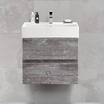 Тумба с раковиной Cezares Molveno 46 60 legno grigio, с раковиной Cezares CZR-MIL-60-LVB