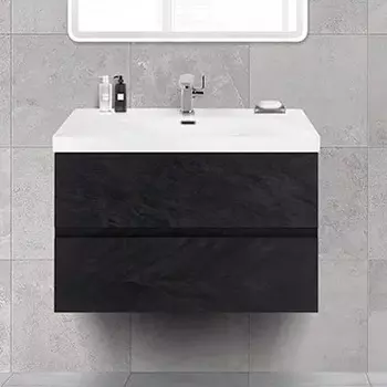 Тумба с раковиной Cezares Molveno 46 80 nero, с раковиной Cezares CZR-MIL-80-LVB