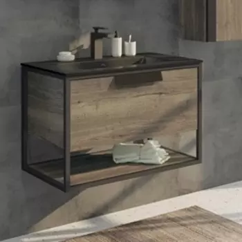 Тумба с раковиной Comforty Бонн 75, подвесная, дуб темный 00-00001936