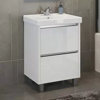 Тумба с раковиной Comforty Дублин 60 белый глянец 00004137134