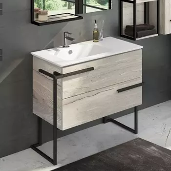 Тумба с раковиной Comforty Дюссельдорф 90, напольная, дуб дымчатый 00-00004093