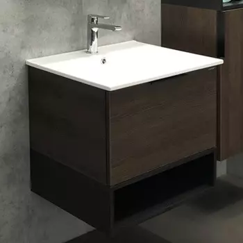 Тумба с раковиной Comforty Франкфурт 60, подвесная, дуб шоколадно-коричневый 00004150530