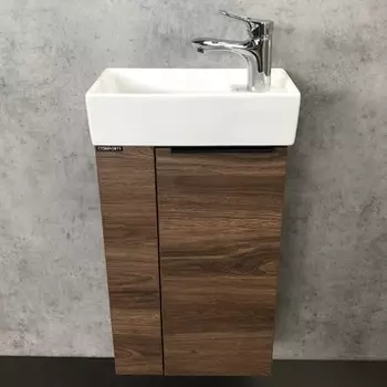 Тумба с раковиной Comforty Матэ 40, подвесная, дуб тёмно-коричневый 00-00000832