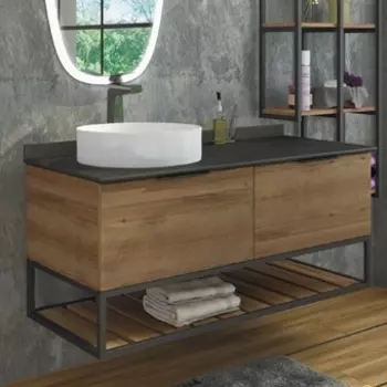 Тумба с раковиной Comforty Порто 120, подвесная, дуб тёмно-коричневый, одна раковина 00-00000828